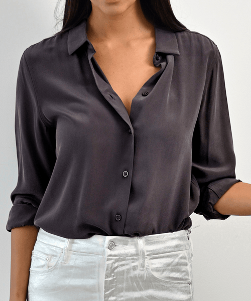 Dark Charcoal Shirt Handmade from 100% Silk | Stormy Night at The Fable